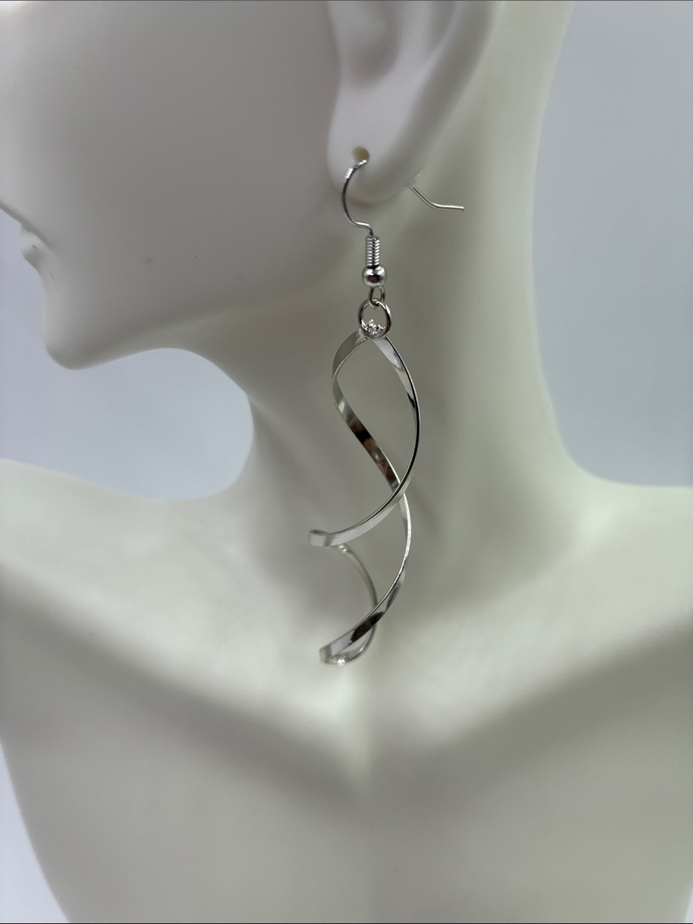 Fashion Jewelry Silver Twisted Spiral Drop Earrings